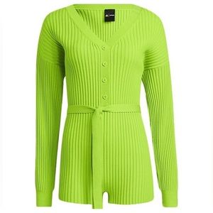 Ivy Park x Adidas Halls of Ivy Knit Romper Ribbed Lime Neon Green Sz XL